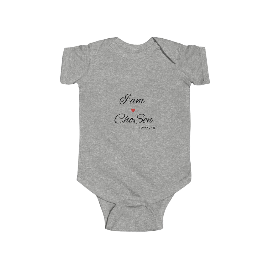 Infant Bodysuit “I am Chosen” Heart Scripture Baby Onesie nb-24months