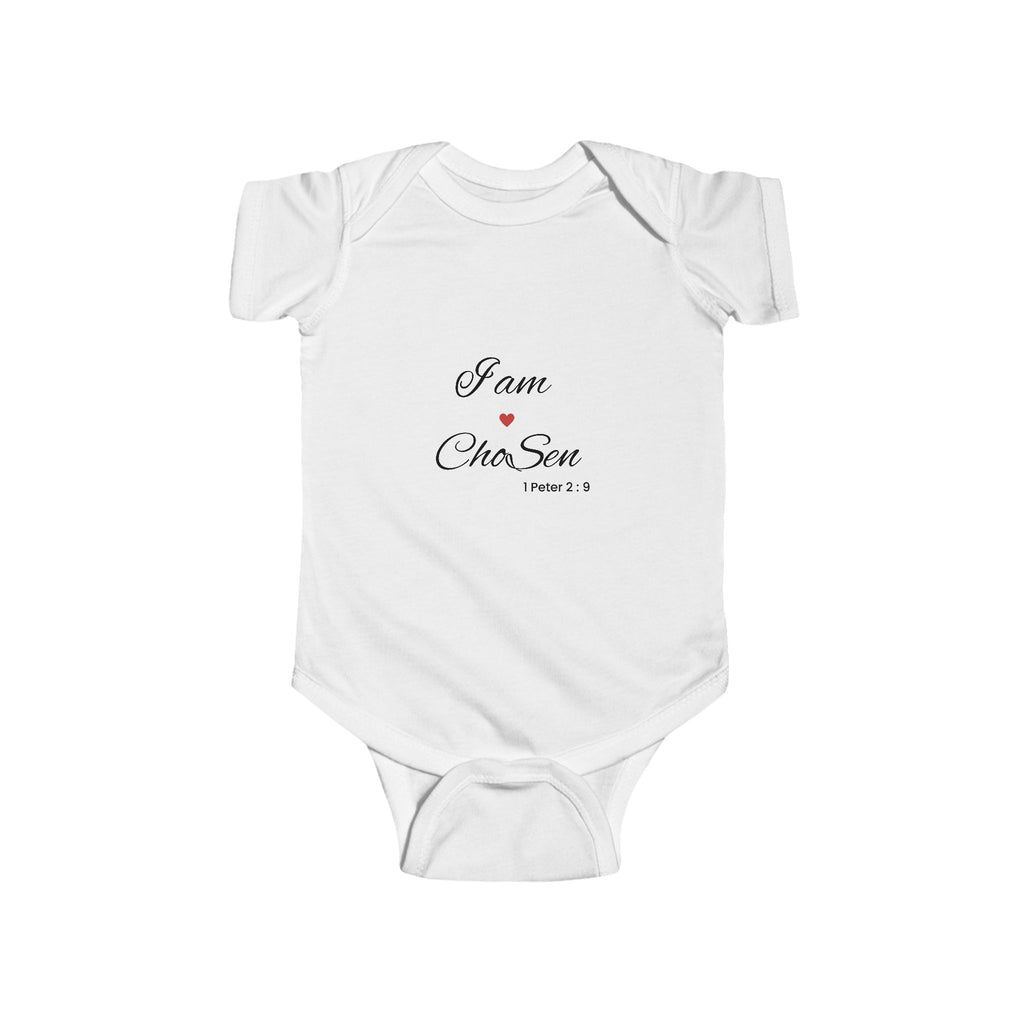 Infant Bodysuit “I am Chosen” Heart Scripture Baby Onesie nb-24months