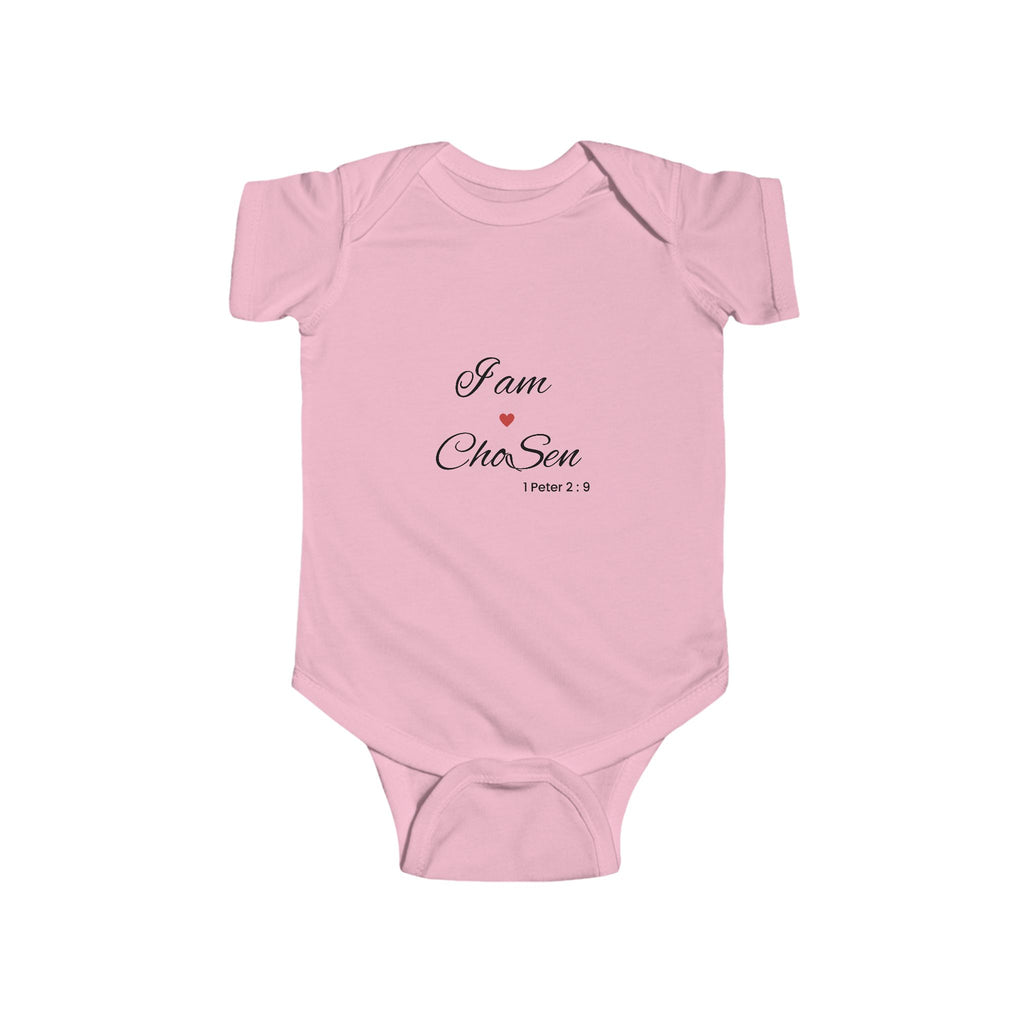 Infant Bodysuit “I am Chosen” Heart Scripture Baby Onesie nb-24months