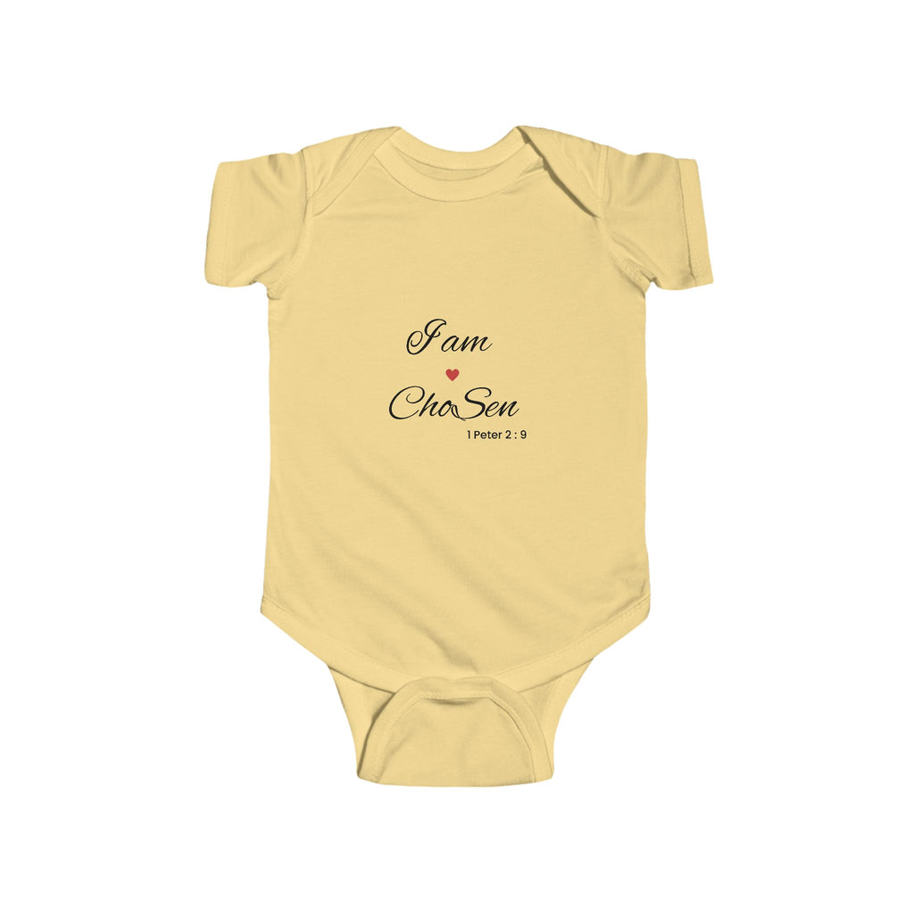 Infant Bodysuit “I am Chosen” Heart Scripture Baby Onesie nb-24months