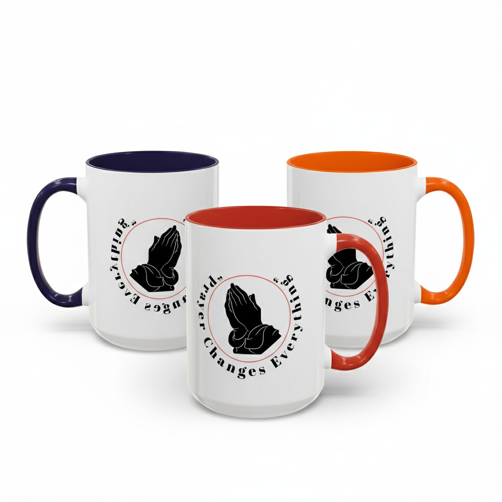 All three Prayer Changes Everything mug color variants