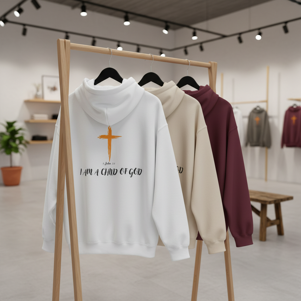 Child of God hoodies on retail rack