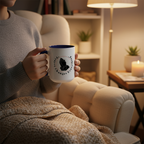 Cozy armchair reading nook with Prayer Changes Everything mug