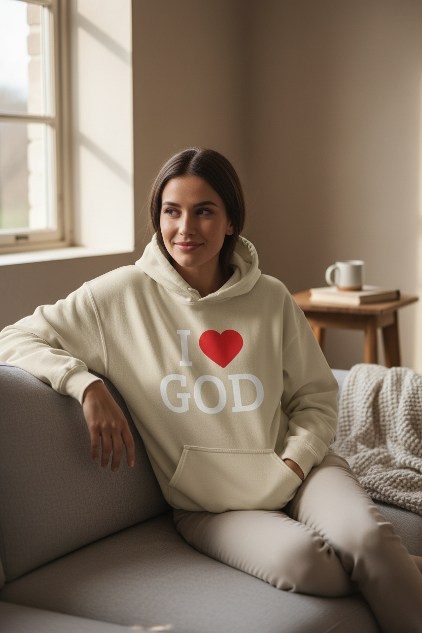Cream Hoodie Worn