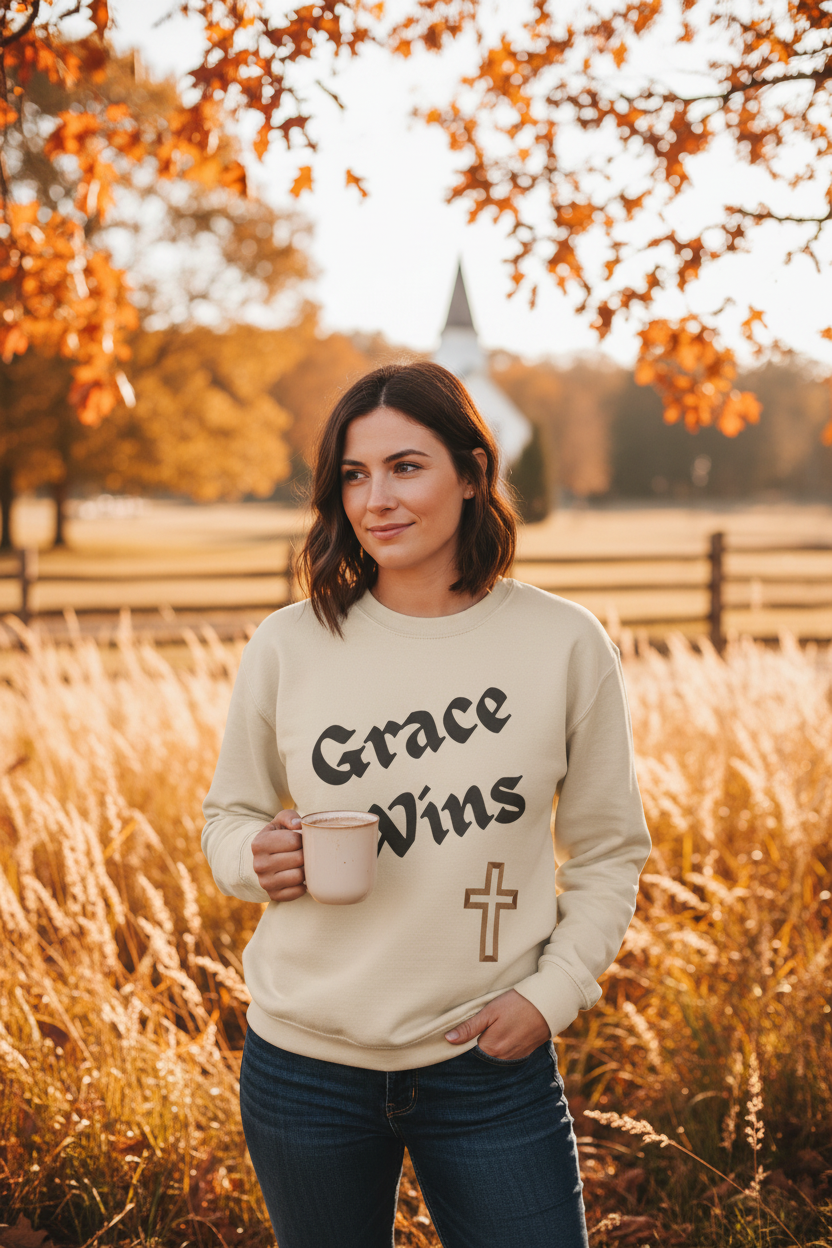 Cream Sweatshirt Worn