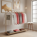 Found Love in Jesus sweatshirts on retail rack