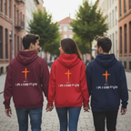 Friends walking in Child of God hoodies from back