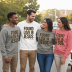 Friends wearing Found Love in Jesus sweatshirts