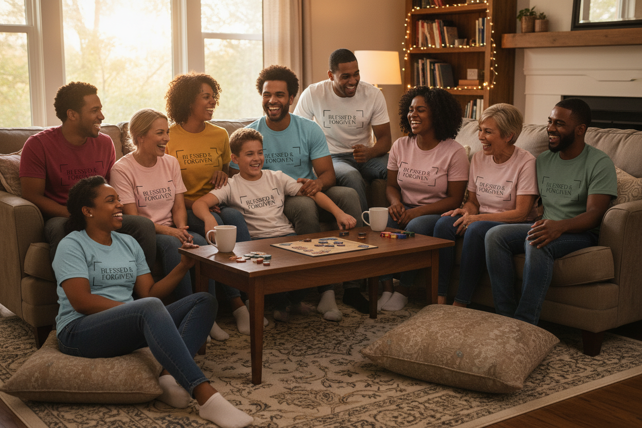 Friends Wearing T-Shirts - Indoor