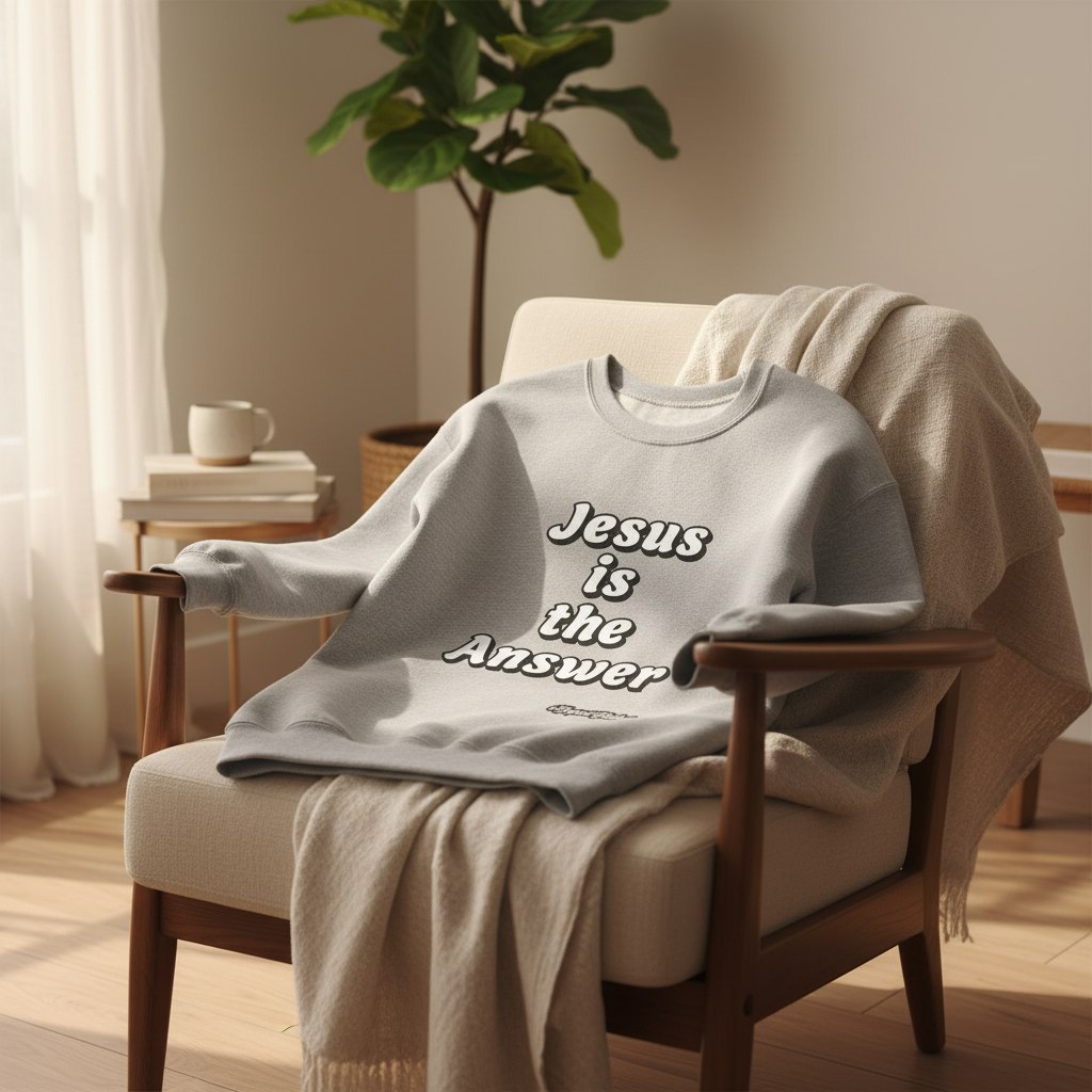 Gray sweatshirt lifestyle background
