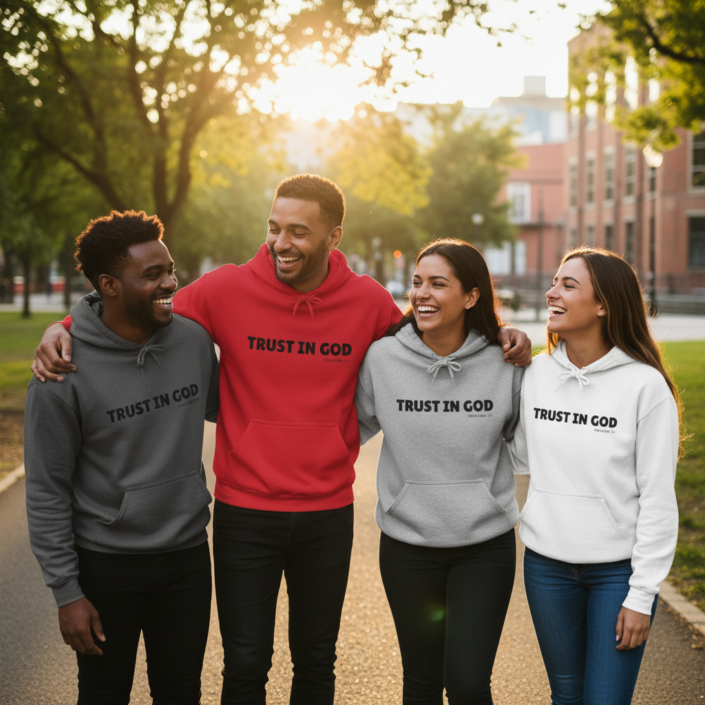 Group of friends wearing hoodies