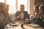 Group Using Mugs - Table Gathering