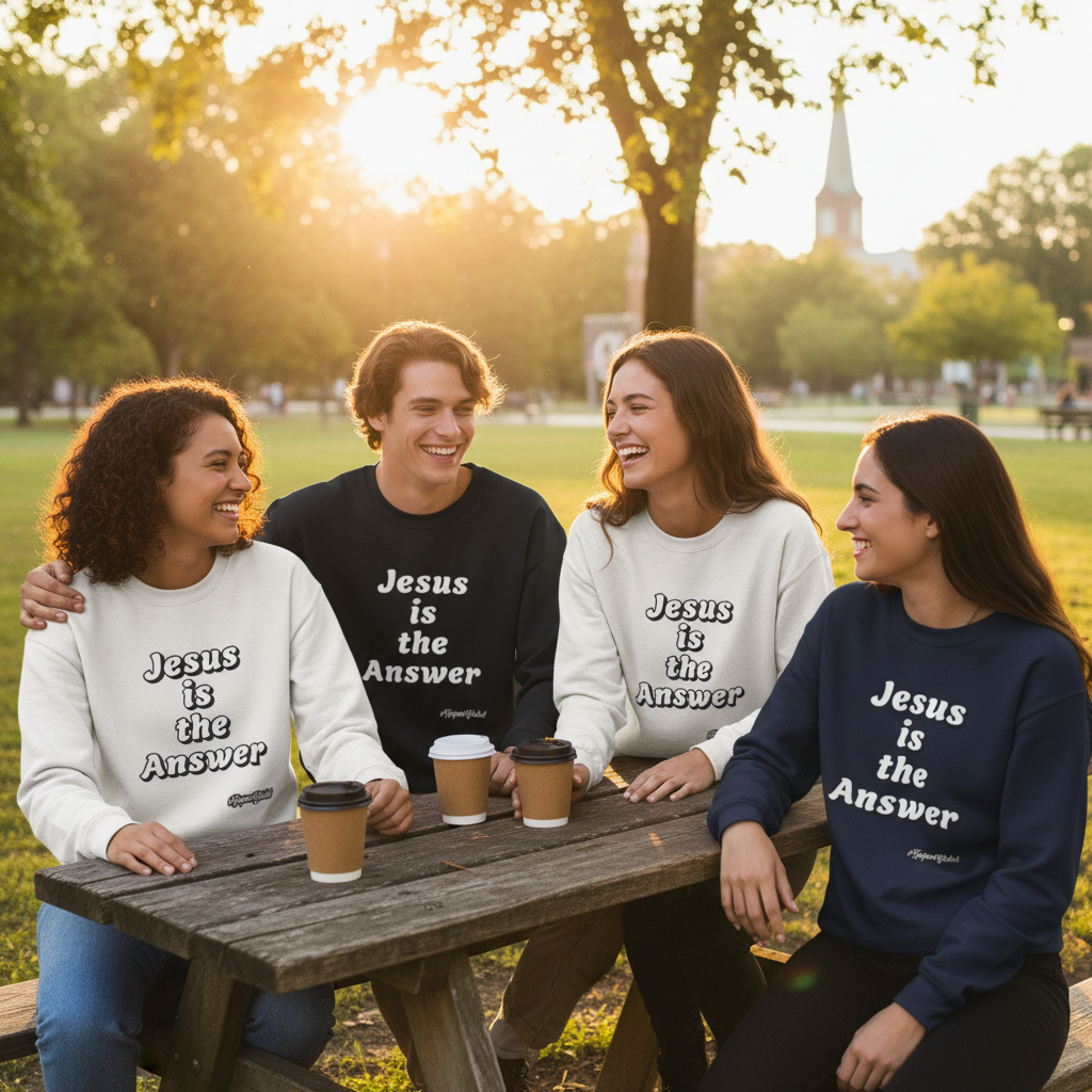 Group wearing sweatshirts together