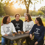 Group wearing sweatshirts together