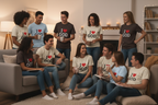 Group Wearing T-Shirts - Indoor