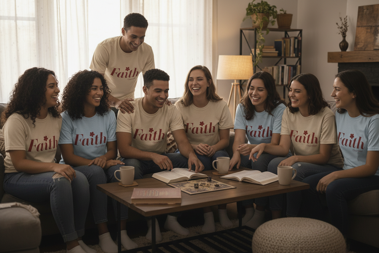 Group Wearing T-Shirts - Indoor