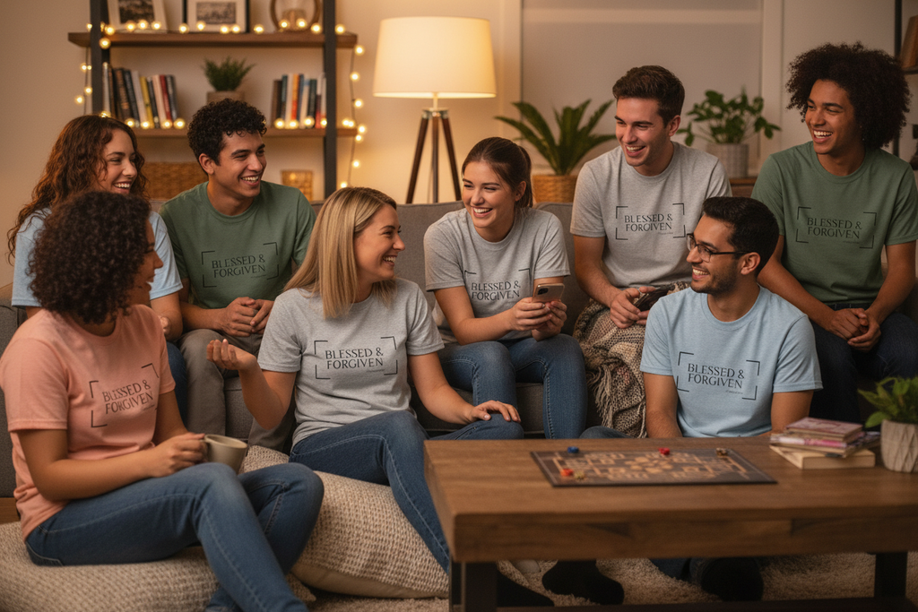 Group Wearing T-Shirts - Indoor