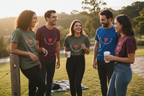 Group Wearing T-Shirts - Outdoor