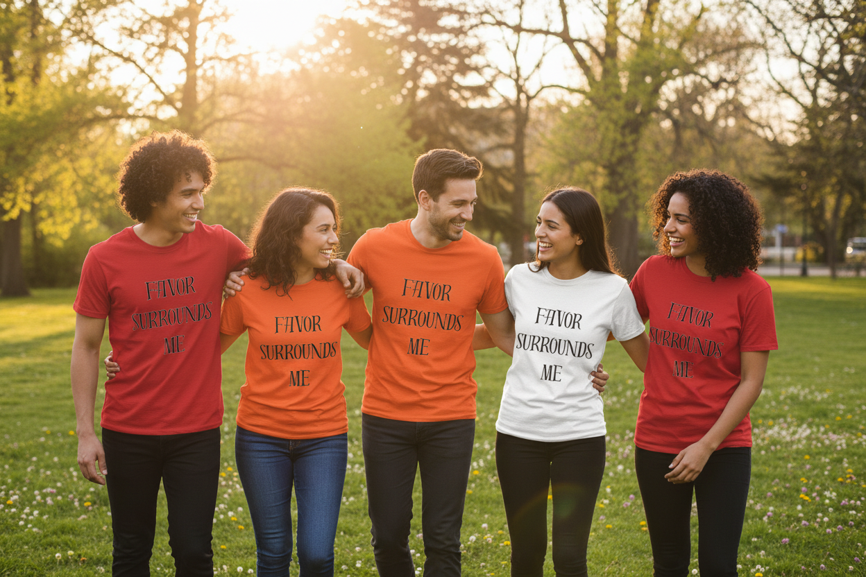 Group Wearing T-Shirts - Outdoor