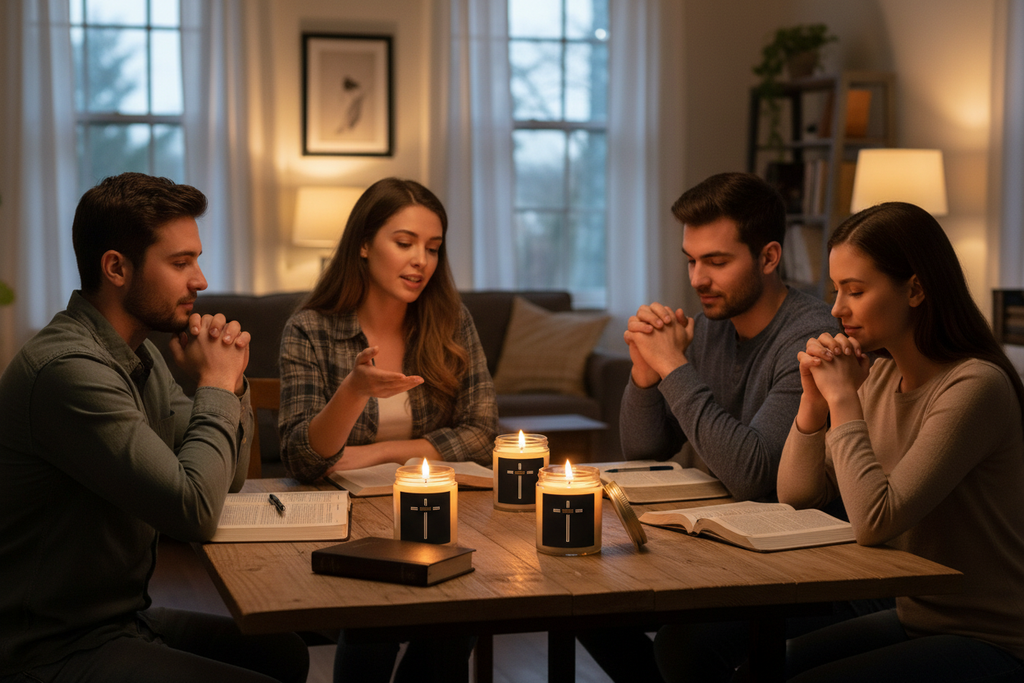 Group with Candles - Table Gathering