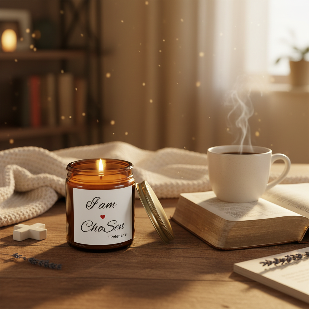 I am Chosen Candle - Amber Glass