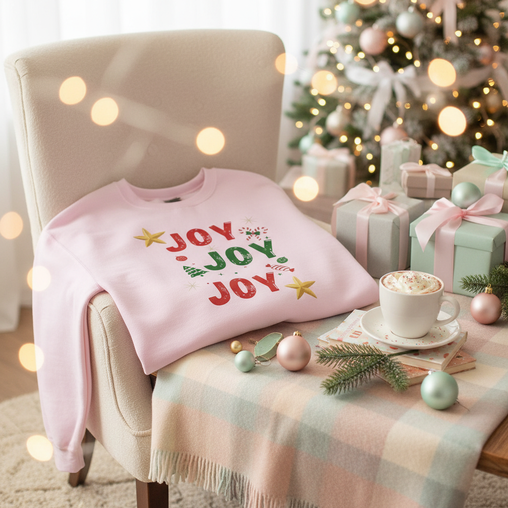 Joy Joy Joy Sweatshirt - Light Pink