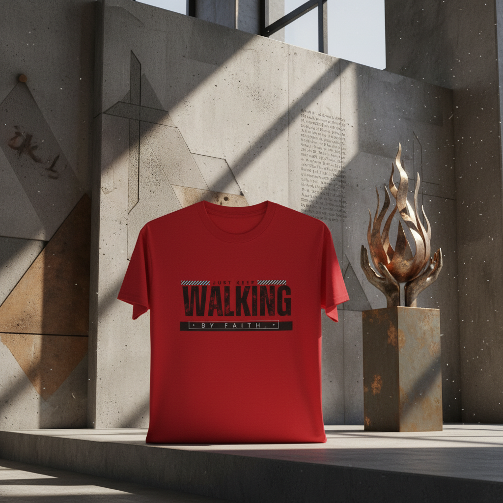 Just Keep Walking By Faith T-Shirt - Red