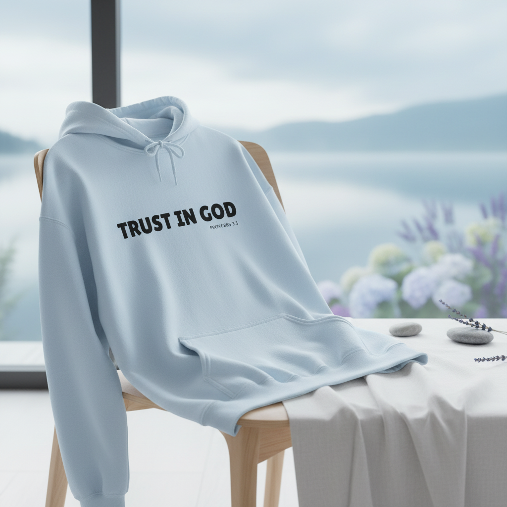 Light blue hoodie lifestyle background
