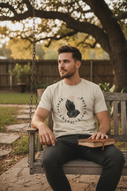 Man in Cream T-Shirt