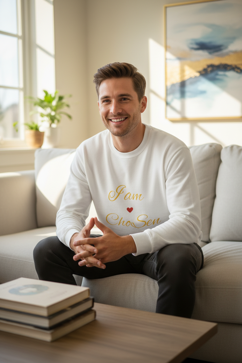 Man in White Sweatshirt