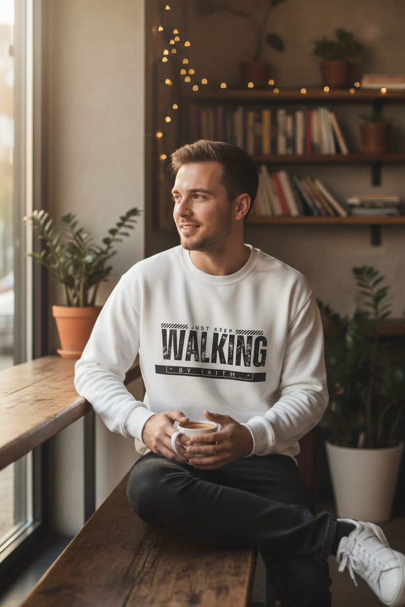 Man in White Sweatshirt