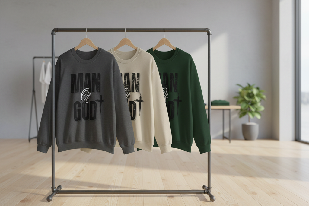 Man Of God Sweatshirts on Retail Rack