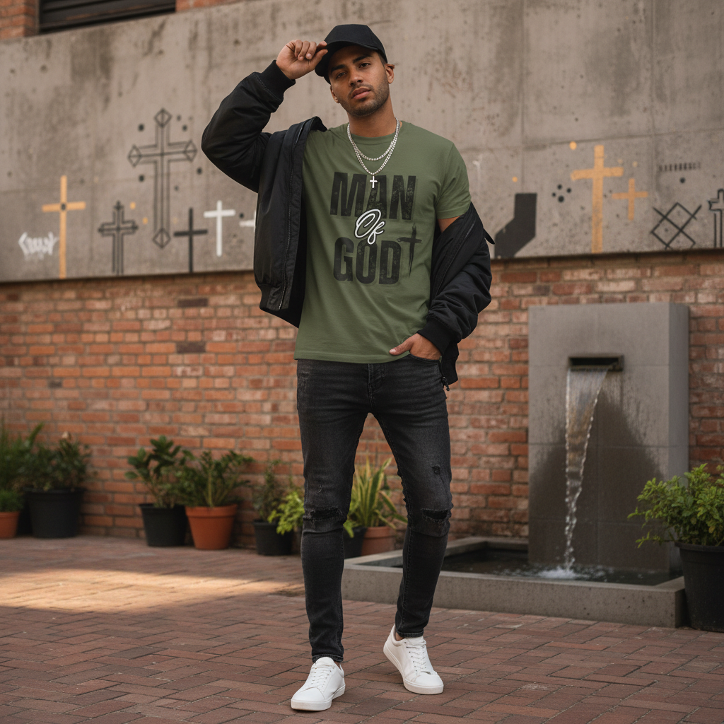Man Of God T-Shirt - Olive Green