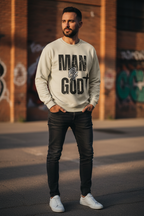 Man wearing Sand/Beige Man Of God Sweatshirt