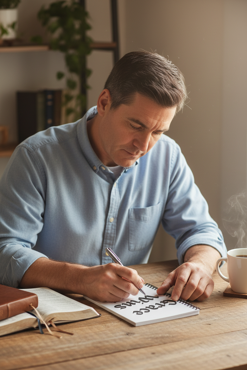 Man Writing at Desk