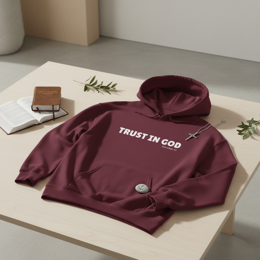 Maroon Trust in God Hoodie