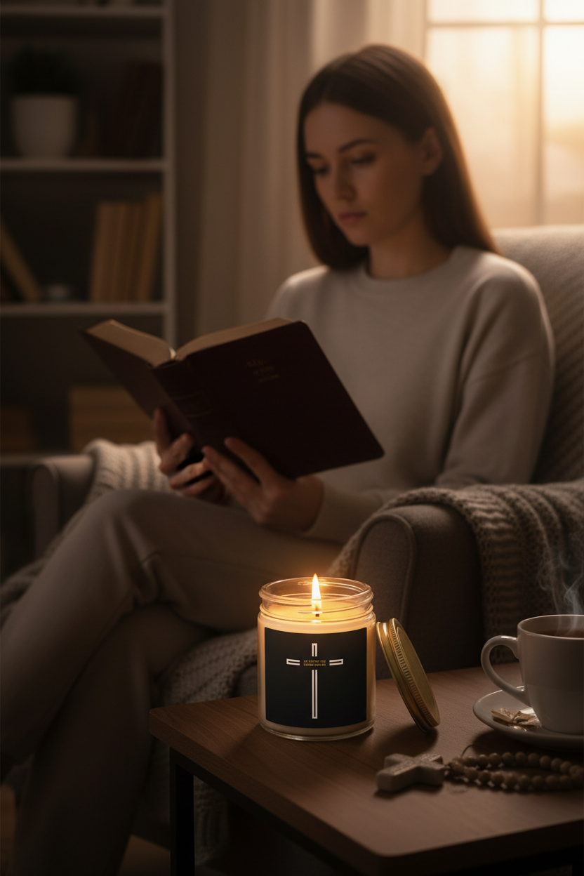 Person Reading with Candle