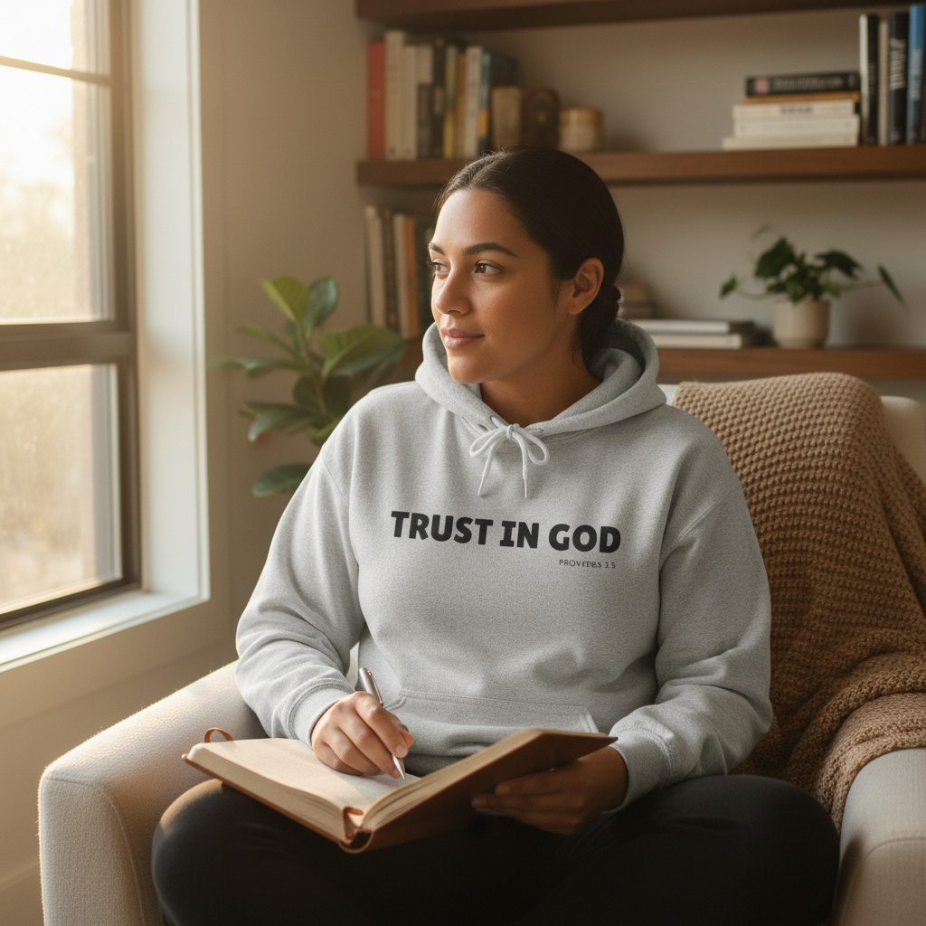 Person wearing gray hoodie