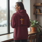 Person wearing maroon Child of God hoodie