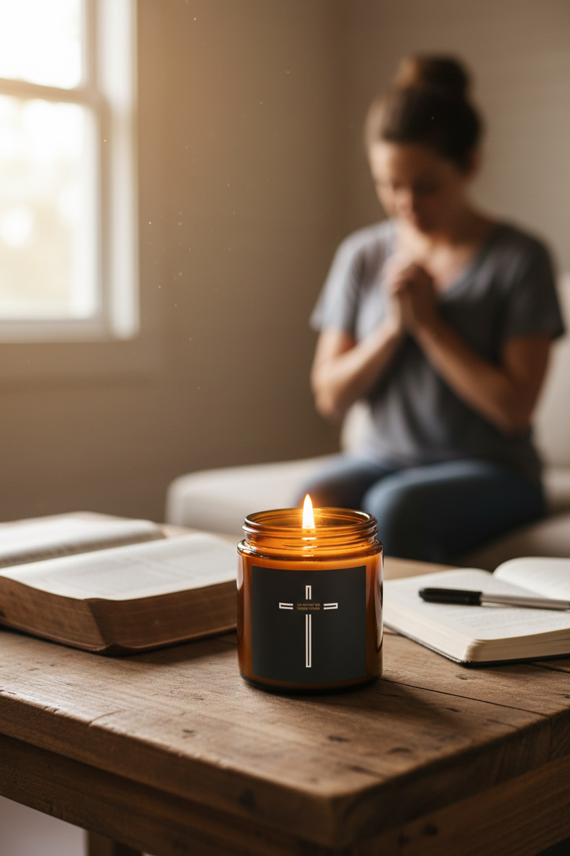 Person with Amber Candle