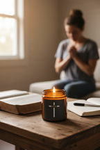Person with Amber Candle