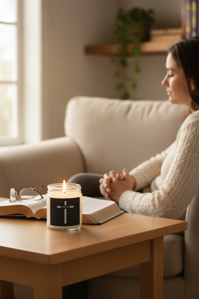 Person with Clear Candle
