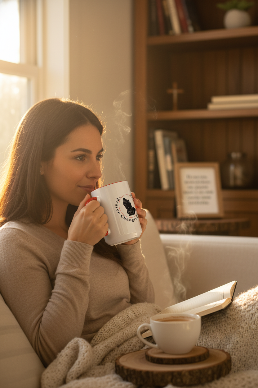 Person with Large Red Mug