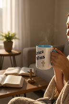 Person with Light Blue Mug