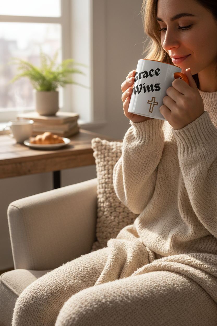 Person with Orange Mug