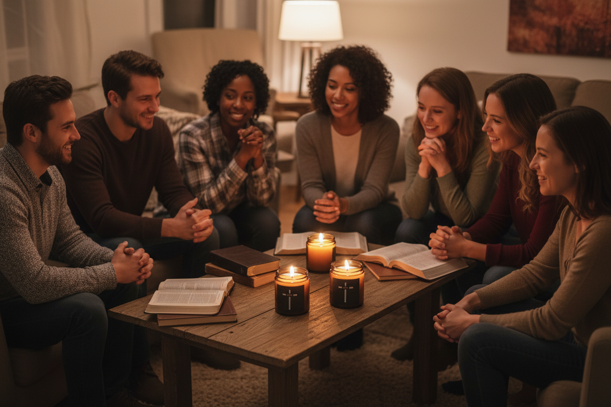 Prayer Group with Candles - Circle