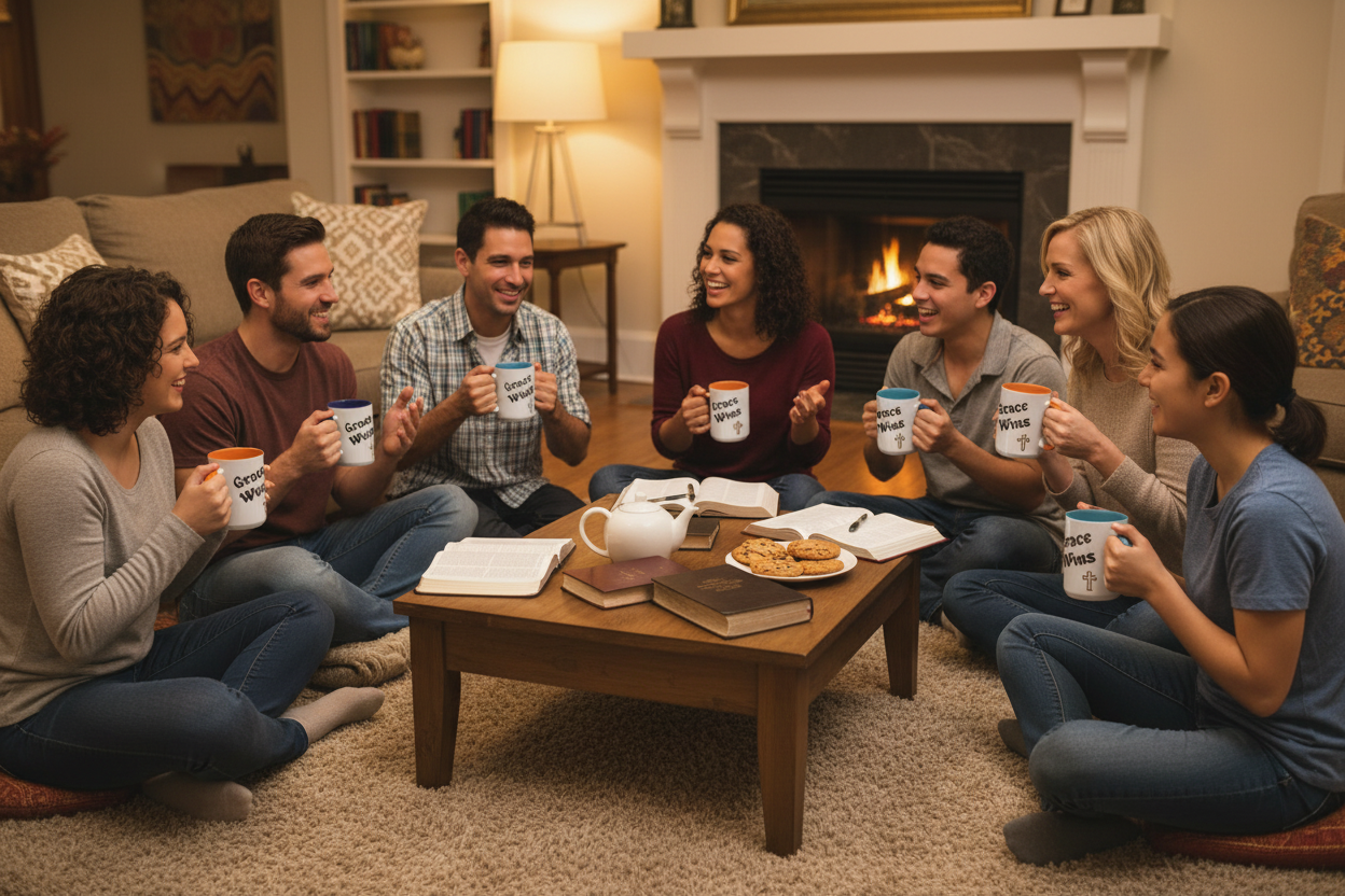 Prayer Group with Mugs - Circle