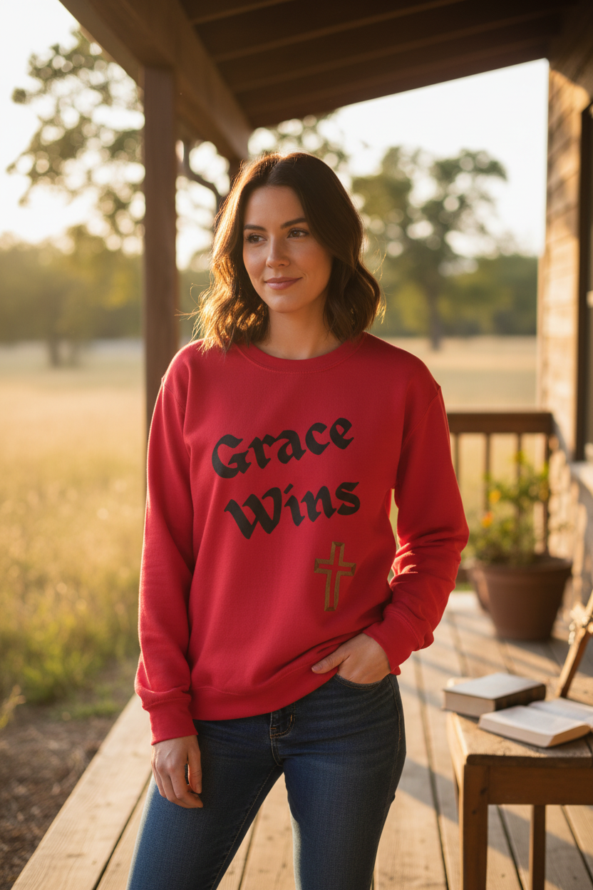 Red Sweatshirt Worn