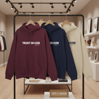Trust in God hoodies on retail rack