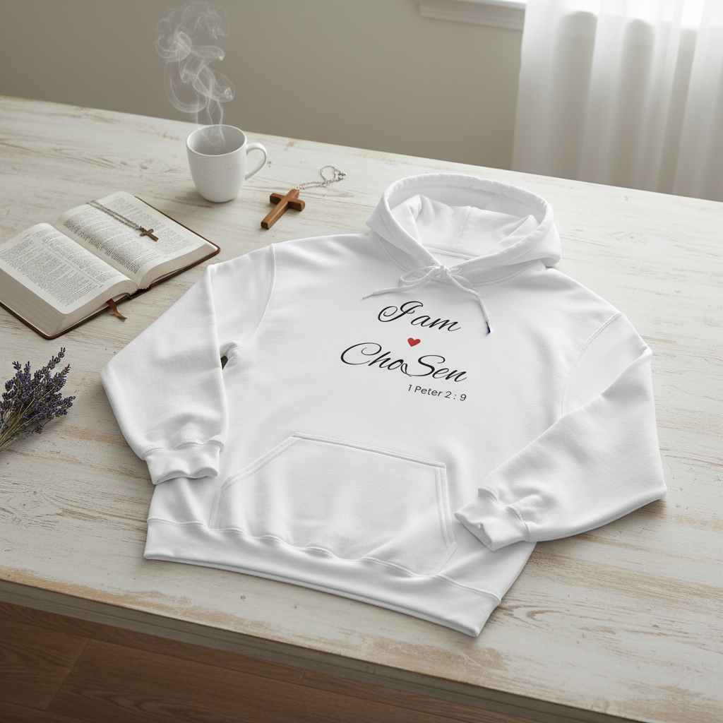 White I am Chosen Hoodie